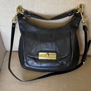 Coach Black Leather X-Body Bag w/ Shoulder Strap